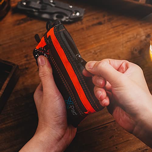 Image of VIPERADE VE18 EDC Pouch, Pocket Organizer, 3 Slots, 2 Zipper Pockets, EDC Multitool Pouch (X-PAC-Hot Orange)