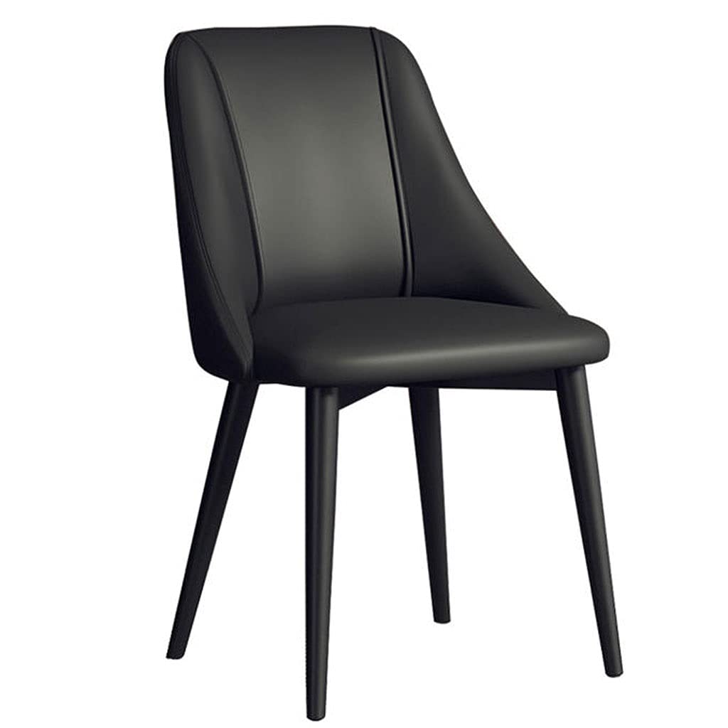 RILOOPModern Kitchen Chair,Leather Dining Chair,with Ergonomic Backrest and Metal Legs for Counter Lounge Living Room Reception Chair Living Room Chairs/Black