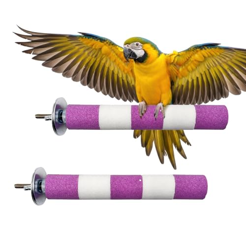 TVETE 鳥 止まり木 オウム 止まり木 サンド 鳥用パーチ【2本セット】鳥 立ち棒 スタンド 鳥 爪研ぎ 噛むおもちゃ ねじ止め鳥棒 取り外し可能 洗える 鳥休み場所 バランス練習 インコ おもちゃ 鳥かごパーツ 鳥用品 ケージアクセサリー （15cm*2cm ピンク ）