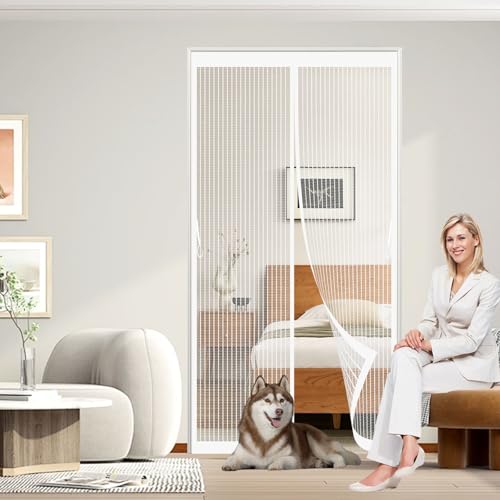Moustiquaire de porte magnétique blanche contre insectes pour balcon - 2