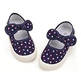 Hehainom Girls Toddler Canvas Sneakers Kids Bow Wedding Party School Uniform Sneaker Shoes (Navy, 9 M US Toddler)