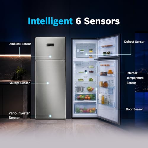 Image of Bosch 269L, 2 Star, Frost Free Double Door Refrigerator | 6-in-1 Convertible Modes | 80min Convert | Touch Panel | Extend Cool up to 18 hrs | SuperFreeze (CTC29S22VI, Fine Steel, 2026)