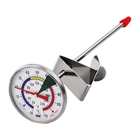 Termómetro para café y leche de 175 mm con sonda de acero inoxidable y clip de Thermometer World Cover