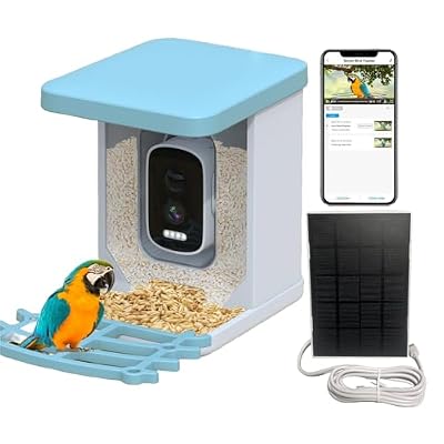 Smart Bird Feeder with Camera & AI Identifies 11,000+ Species, Solar Panel Included, 2.8K HD Live View,IP66 Waterproof 64GB Memory Wireless Outdoor Bird House, Ideal Gift for All