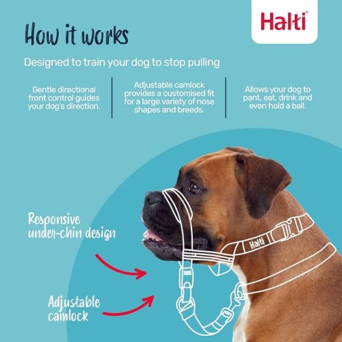 Image of Halti Optifit Headcollar - Stop Your Dog Pulling on the Leash. Adjustable, Reflective and Lightweight, with Padded Nose Band. Dog Training Anti-Pull Collar for Large Dogs (Size Large) | Stop Your Dog Pulling on the Leash | Professional Anti-Pull Training Aid | Adjustable & Reflective Headcollar for Large Dogs