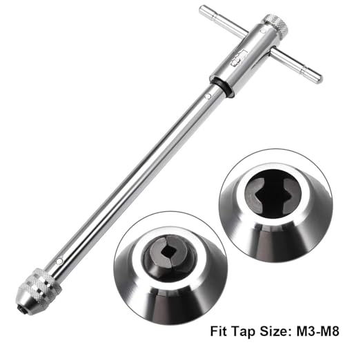 TA-VIGOR Adjustable T-Handle Ratchet Tap Wrench for Metric M3-M8, Reversible Ratchet Tap Holder Reamer Hand Tapping Tool - Image 4