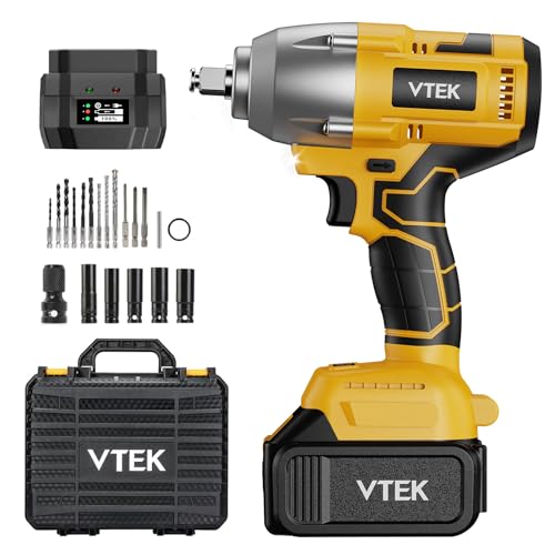 VTEK Akku-Schlagschrauber 1/2 Zoll Spannfutter,hohes Drehmoment 700N.m(515 Ft-lb) Bürstenloser...