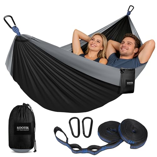 Kootek Camping Hammock 500 lbs Capacity, Portable Hammocks with Tree Straps & Attached Carry Bag,...