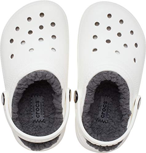 Image of Crocs Kids' Classic Lined Clog | Kids' Slippers, White /Grey, 8 Toddler