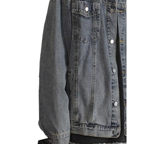 Mens Blue Trend Outwear Denim Jacket Long Sleeve Jean Jacket for Men Stretchy Classic Fit Jean Coat3