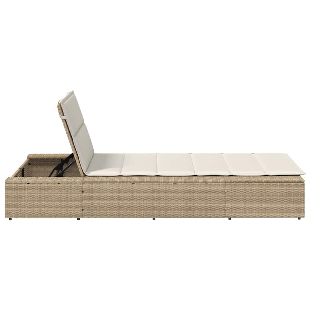 vidaXL Tumbona con cojín Flotante ratán sintético Beige