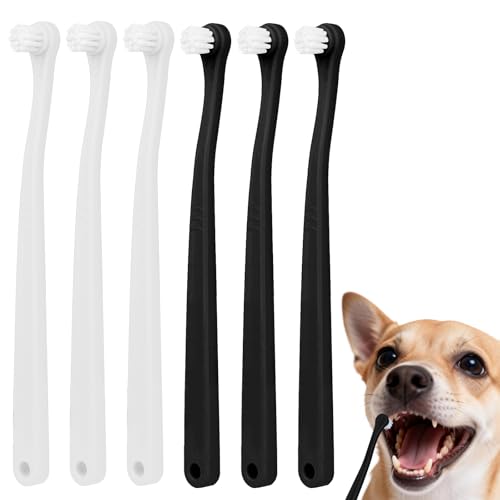 Jxiwfvl 6 Pcs Puppy Tooth Brushing Kit, Small Dog and Cat Toothbrush Kit Mini Head Soft Nylon...