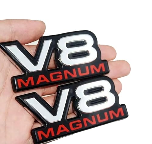 Image of Door Side Emblem 3D Badge Logo Stickers Nameplate Replacement for 1994-2000 V8 Magnum 2Pcs (Chrome Red)