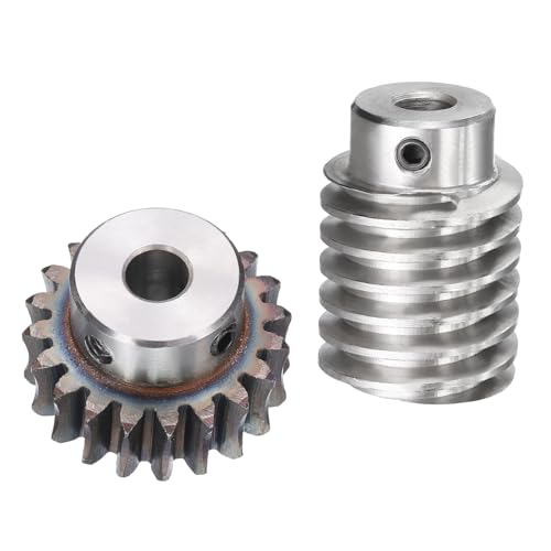 uxcell #45 Steel Worm Gear Set 20T 1.5 Module 20:1 Reduction Rate, Right Rotation Drive Gear Box Wheel Reduce Transmission Part (Gear-8mm Bore 33 mm OD, Rod 8mm Bore)