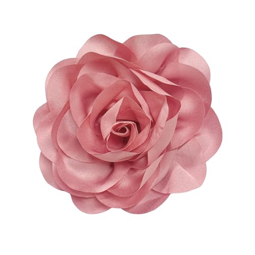 14cm/5.5in Fabric Silky Peony Flower Brooch Pin for Women Fashion Floral Brooches Lapel Hair Pins Eelegant Wedding Cocktail Party Costume Dress Accessories Holiday Festival Jewelry (Deep Pink)