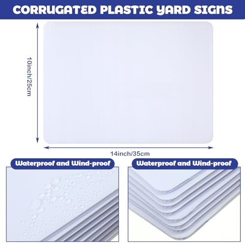 Image of Pinkunn 48 Pack Corrugated Plastic Board 3 /16 Inch Thick Poster Sheet Waterproof Board Sheets Blank Yard Signs for Indoor and Outdoor Use, Party Decorations, Garage Sale, Guidepost, White (10 inch X 14 inch)