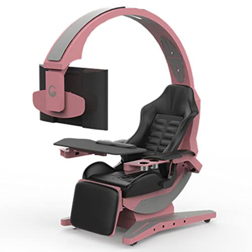 Image of Ergonomic Gaming Computer Chair Game Cockpit Gaming Equipment All-in-one Computer Seat E-Sports Space Capsule Zero Gravity Office Chair (Pink, Coding Pod)