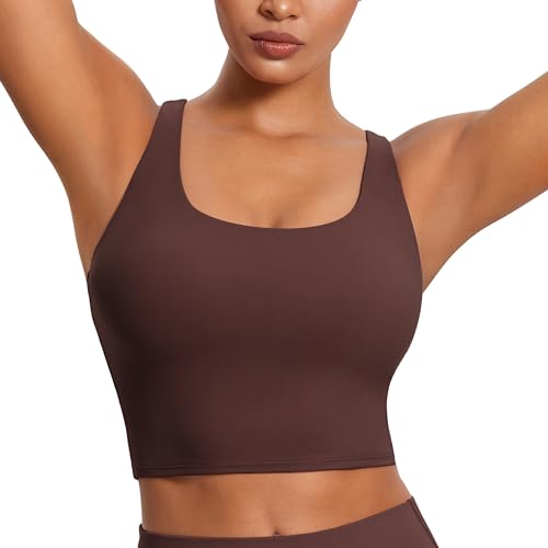 Image of CRZ YOGA Womens Butterluxe Strappy Longline Sports Bra - Padded Criss Cross Yoga Workout Crop Tank Tops