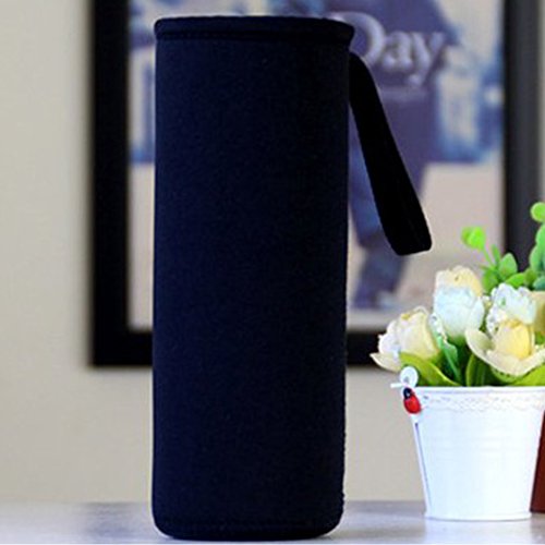 LNIMIKIY Bolsa de Agua Bolsa Caliente Bolsa portátil de Agua Botella de Agua Aislamiento térmico Bolsa Senderismo Correr Copa de Vidrio Bolsa Protectora 1PC 360ML / 550ML # 25(360MLNegro)