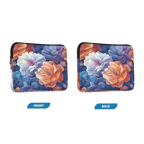 Funda para laptop de 13-14 pulgadas azul con flores miniatura 2