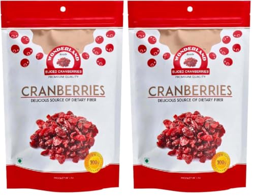 Image of Wonderland Foods 200g Healthy & Tasty Californian Sliced & Dried Cranberry Pouch (Pack of 2)