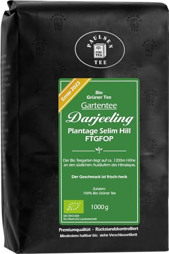 Darjeeling FTGFOP biologico, tè verde, raccolto 2023 - tè da giardino - piantagione di Selim Hill, 1000g, Paulsen Tea