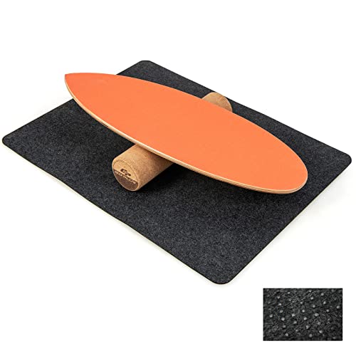 COSTWAY Balance Board, Tabla de Equilibrio de Madera de Abedul y Corcho, Skateboard Hockey Snowboard y Surf, Incluye Rodillo y Cobertura Antideslizante (Naranja)