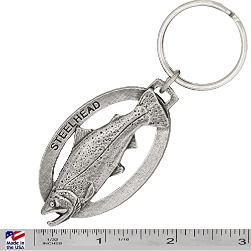 Image of Steelhead Male Keychain Pewter Keychain, F032KC