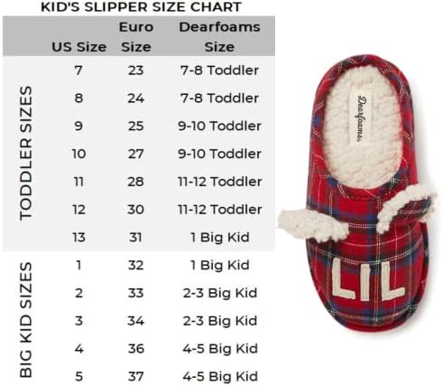 Dearfoams Kids Unisex Slipper, Lil Bear Tartan Plaid, US 5-6 Toddler | Image 4