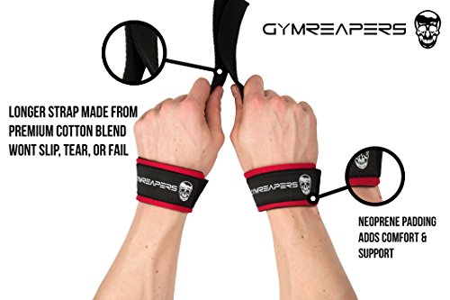 Image of Gymreapers Lifting Wrist Straps for Weightlifting, Bodybuilding, Powerlifting, Strength Training, & Deadlifts - Padded Neoprene with 18 inch Cotton