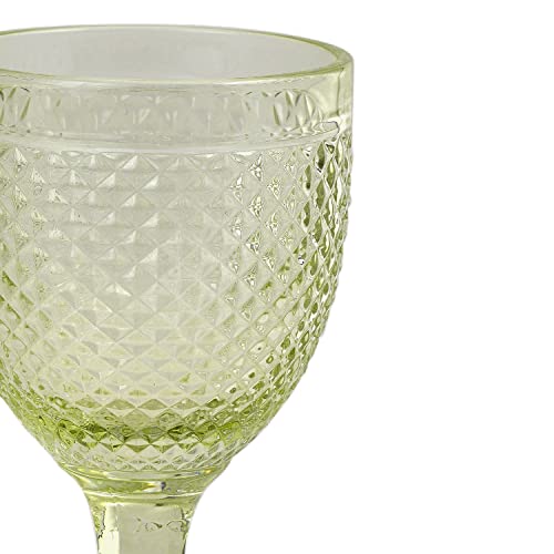 Image of Pure Home and Living Set of 6 Green Dotted Wine Glasses