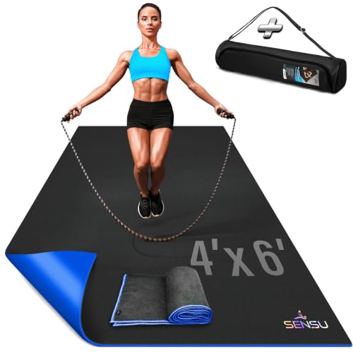 Sensu Large Exercise Mat 6 x 4 x 8.5mm Extra Thick Durable and Shoe-Friendly Workout Mat for Home Gym Non-Slip Fitness Mat for Strength Training Stretching Cardio and Balance Exercises