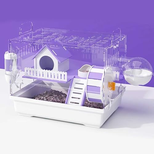 Cage portable pour rat, hamster nain, 2 couches, habitat pour petits animaux pour gerbilles, souris et hamsters nains syriens