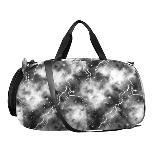 Lightning Star Cloud Gray Kids Travel Duffel Bag for Boys Girls Overnight Weekend Tote Bag with Shoes Compartment for Gym Sports Dance2