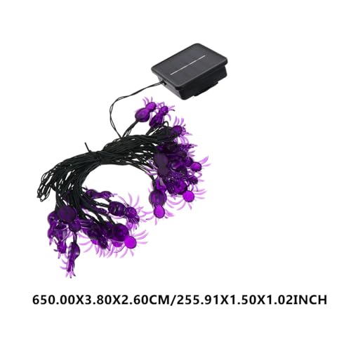 Luces solares LED en forma de telaraña de 6.5m moradas miniatura 2