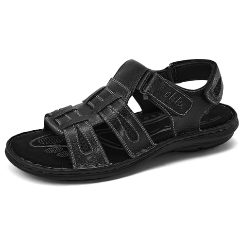 Image of OKKO Mens Leather Sandals Open Toe Athletic Fisherman Sandal Casual Summer Outdoor Shoes for Men