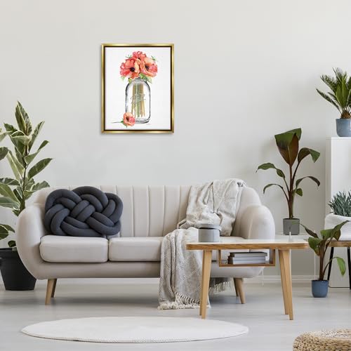 Image of Mason Jar Poppies Floral Still Life, 24 x 30 Inch Canvas in Floater Frame | Stupell Industries . By Amanda Greenwood . Ready to hang once unboxed . Made in USA
