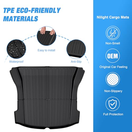 Image of Nilight Cargo Mats for Tesla Model 3 2017 2018 2019 2020 2021 2022 2023 | All Weather Protection Heavy Duty Cargo Liners