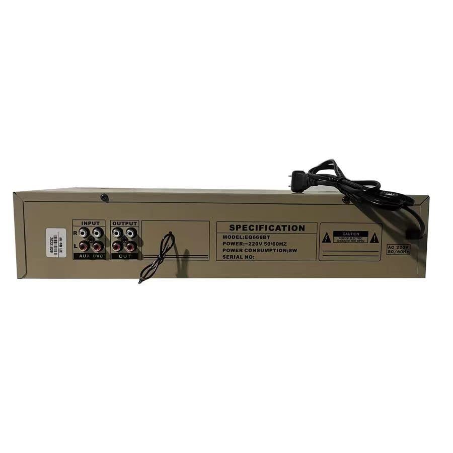 EQ-666BT Égaliseur Bluetooth sans perte stéréo 40 bandes Contrôleur d'effets numériques audio,Égaliseur de réglage Hi-Fi Home EQ,Égaliseur de réglage haut/moyen/basse,carte support/disque U,gold