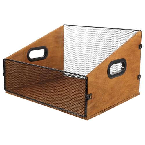 PLAFOPE Boîte de Rangement pour Disques Vinyles Bois Solide avec Poignées Intégrées Organiseur et Support pour Albums et Magazines Caisse de Stockage Multifonction pour Bureau et Salon