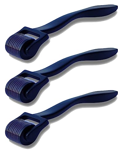 3 Pack of 0.5, 1.0 & 1.5mm Derma Roller 540 Titanium Needles Microneedle Roller For Face Beard Growth Kit Hair Growth Beard Care Kit For Women and Men Skin Care Needle Roller Scalp Roller -3 Pcs