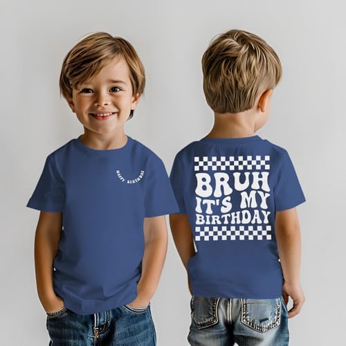 GLIGLITTR Toddler Baby Boy Birthday Shirt Bruh It\'s My Birthday Tshirt 2nd 3rd 4th 5th 6th Boys Happy Bday Party Outfits Tops(Blue,3T)