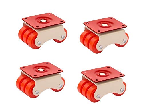6-Wheels Roller Moving Castor (Orange, 50 mm, L) 4 Pieces in 1 Box