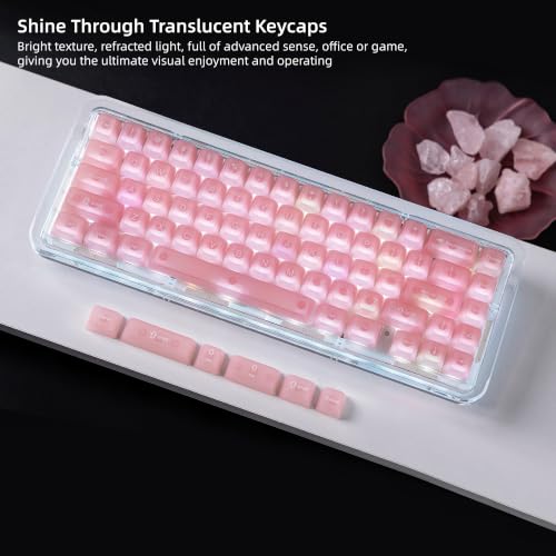 Image of Womier Frosted Jelly Keycaps Pink, Clear Shine Through Keycaps