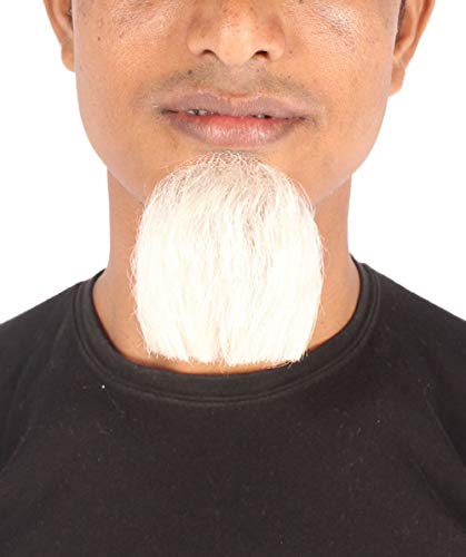 Men's Goatee Synthetic Fiber with human Hair Blend Beard (White)
