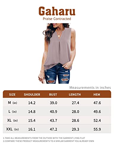 Gaharu Women's Sleeveless Tank Top - Split V Neck Pleated Chiffon Tunic For Work, Adobe Rose, M #TOP3