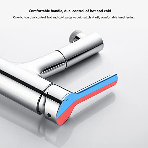 Robinet d'évier monotrou extractible 2 modes jet pour salle de bain - 4
