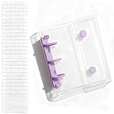 JetWave シール帳 透明 A7/A8対応 ミニバインダー リフィル30枚付き PP素材 はがせる台紙 チャックポケット付き コラージュ手帳 シール収納ブック 女の子向け かわいい プリ帳 カード整理用 (パープル)