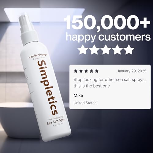 Himalayan Sea Salt Spray for Straight & Wavy Hair - All Natural, 5 Ingredient, Texturizing & Volumizing Product - Vanilla Scented - Adds Volume, Texture, Beach Look to Men & Women, 237ml... - Thumbnail 5