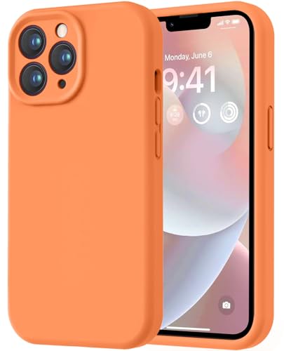 Image of LOVE 3000 Designed for iPhone 13 Pro Max Case, Premium Silicone with [Soft Anti-Scratch Microfiber Lining] Shockproof Protective Phone Case for Men Women Girls 6.7 inch, Bright Orange